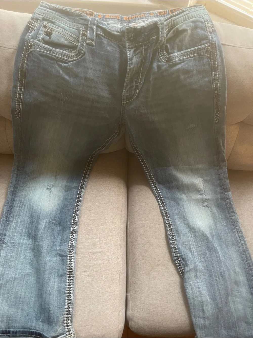 Rock Revival Men's Bootcut Jeans in Faded Blue